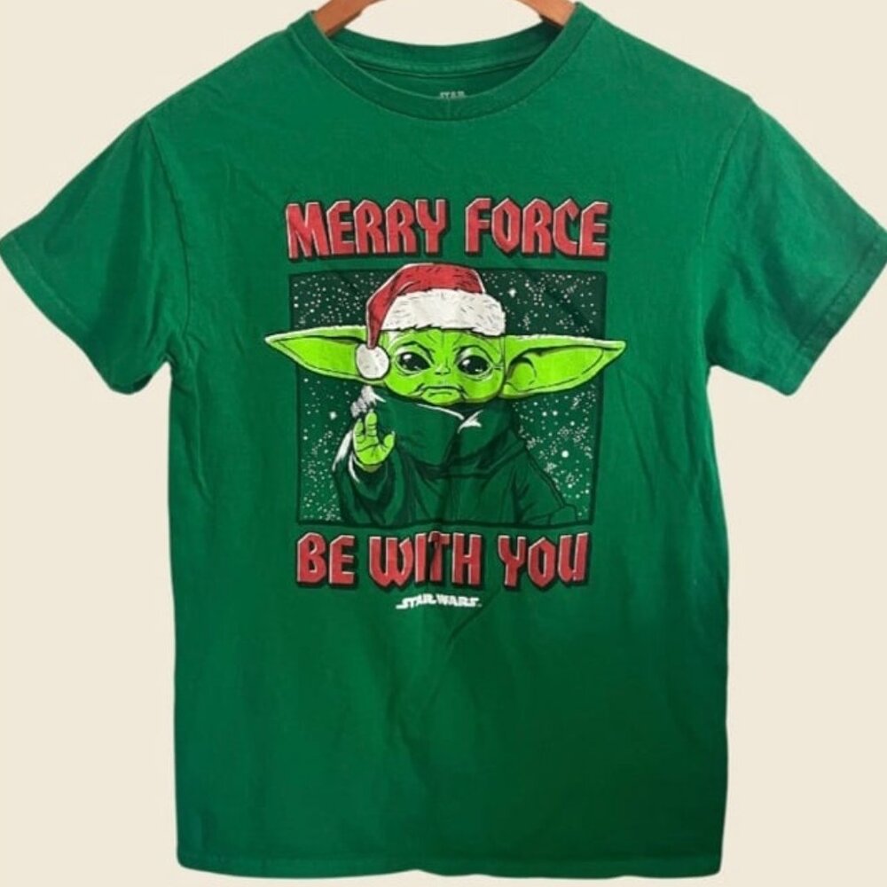 STAR WARS Christmas The Mandalorian Grogu Merry Force Be With You Size S